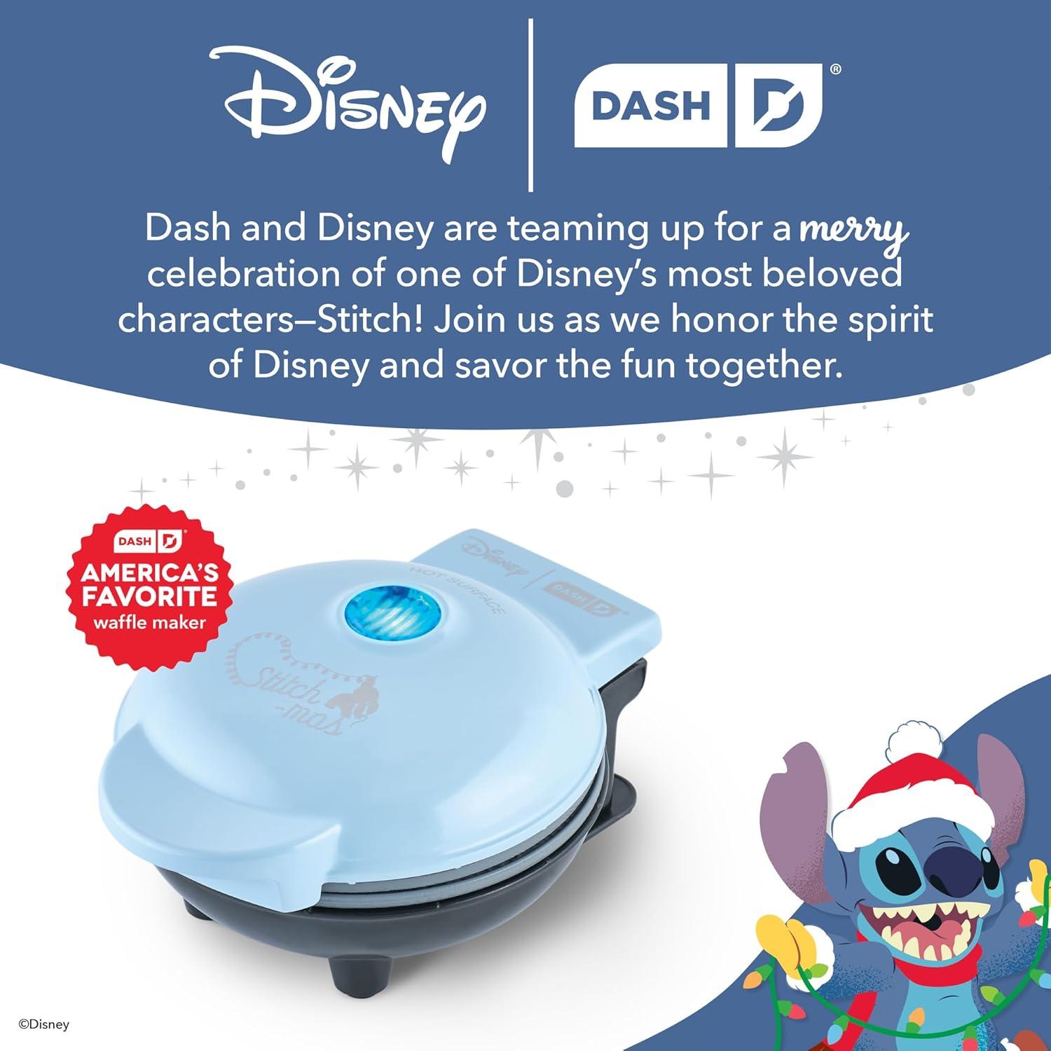 imageDisney Dash Stitch Santa Mini Waffle Maker Holiday Waffle Maker Simple Setup ampamp Quick Cleanup Convenient ampamp Compact for Easy StorageBlue Stitch in Santa Hat