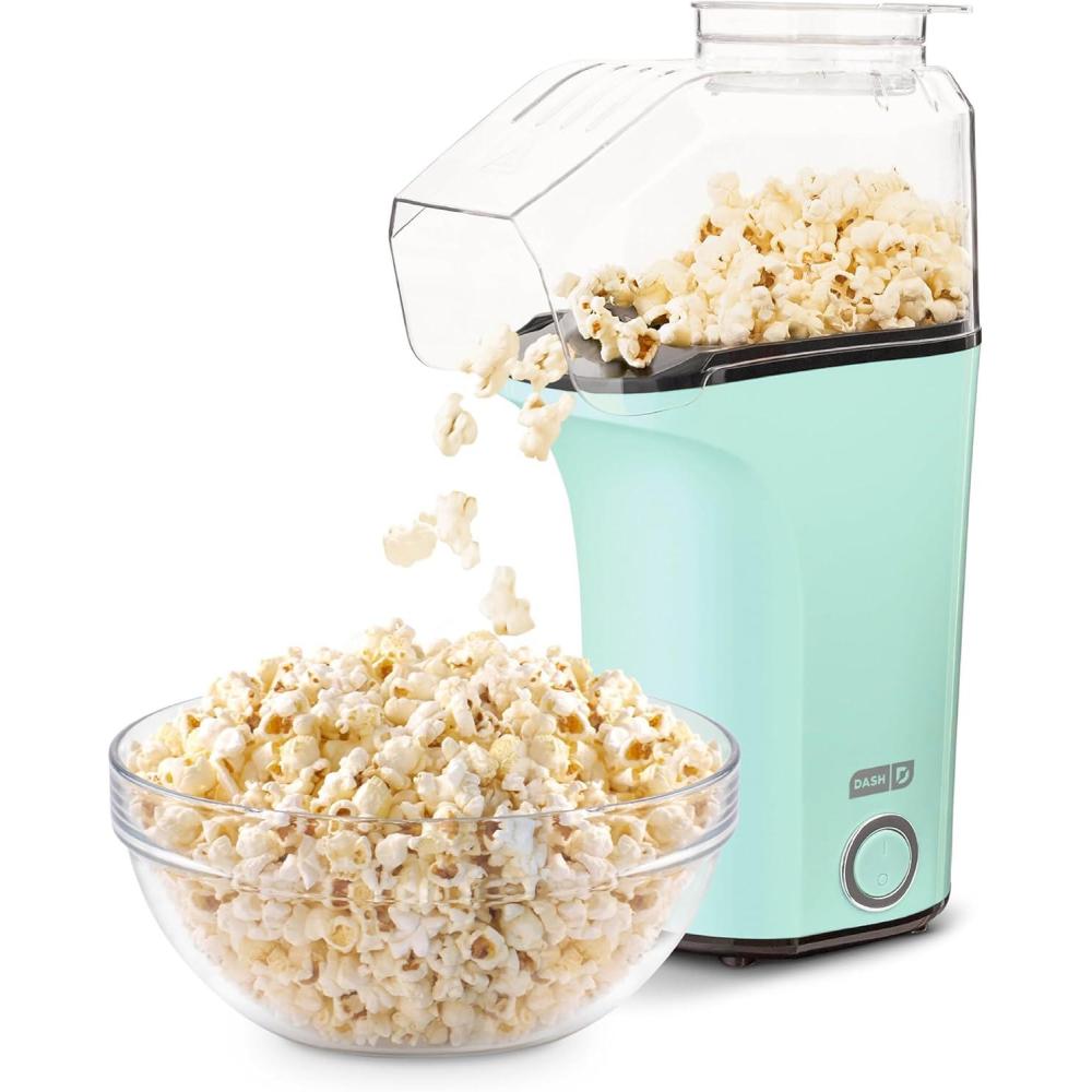 imageDisney Dash Fresh Pop Popcorn Maker  OilFree Air Popcorn Popper  With Measuring Cup ampamp Recipe Guide  Perfect for Movie Nights  16 Cups Mickey ampamp Minnie DesignAqua
