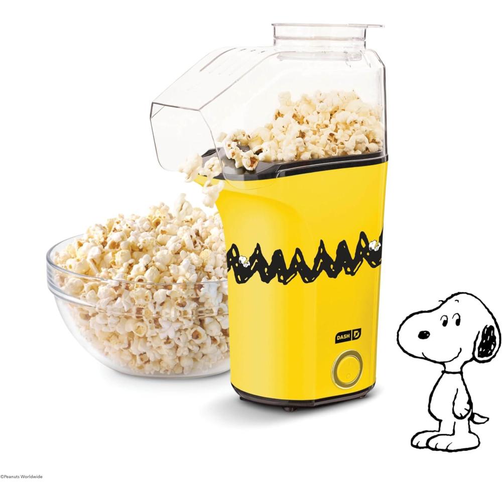 imageDisney Dash Fresh Pop Popcorn Maker OilFree Air Popcorn Popper With Measuring Cup ampamp Recipe Guide Perfect for Movie Nights 16 Cups Mickey ampamp Minnie DesignPeanuts Yellow Black