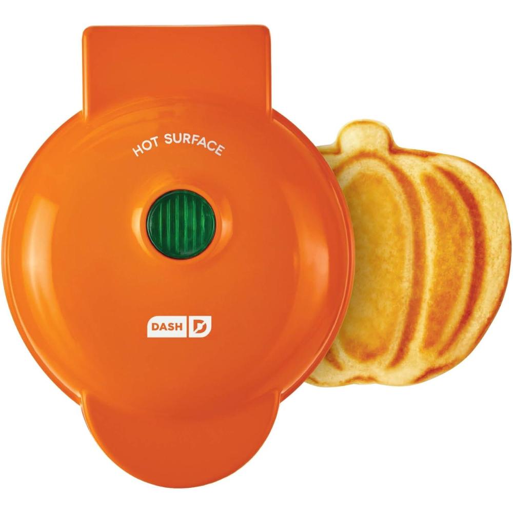 imageDisney Dash Stitch Santa Mini Waffle Maker Holiday Waffle Maker Simple Setup ampamp Quick Cleanup Convenient ampamp Compact for Easy StorageOrange Pumpkin