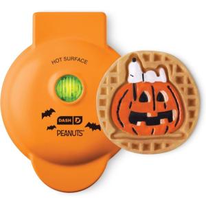 Disney Dash Stitch Santa Mini Waffle Maker – Holiday Waffle Maker – Simple Setup & Quick Cleanup – Convenient & Compact for Easy Storage(Snoopy Jack-o-Lantern (Orange))