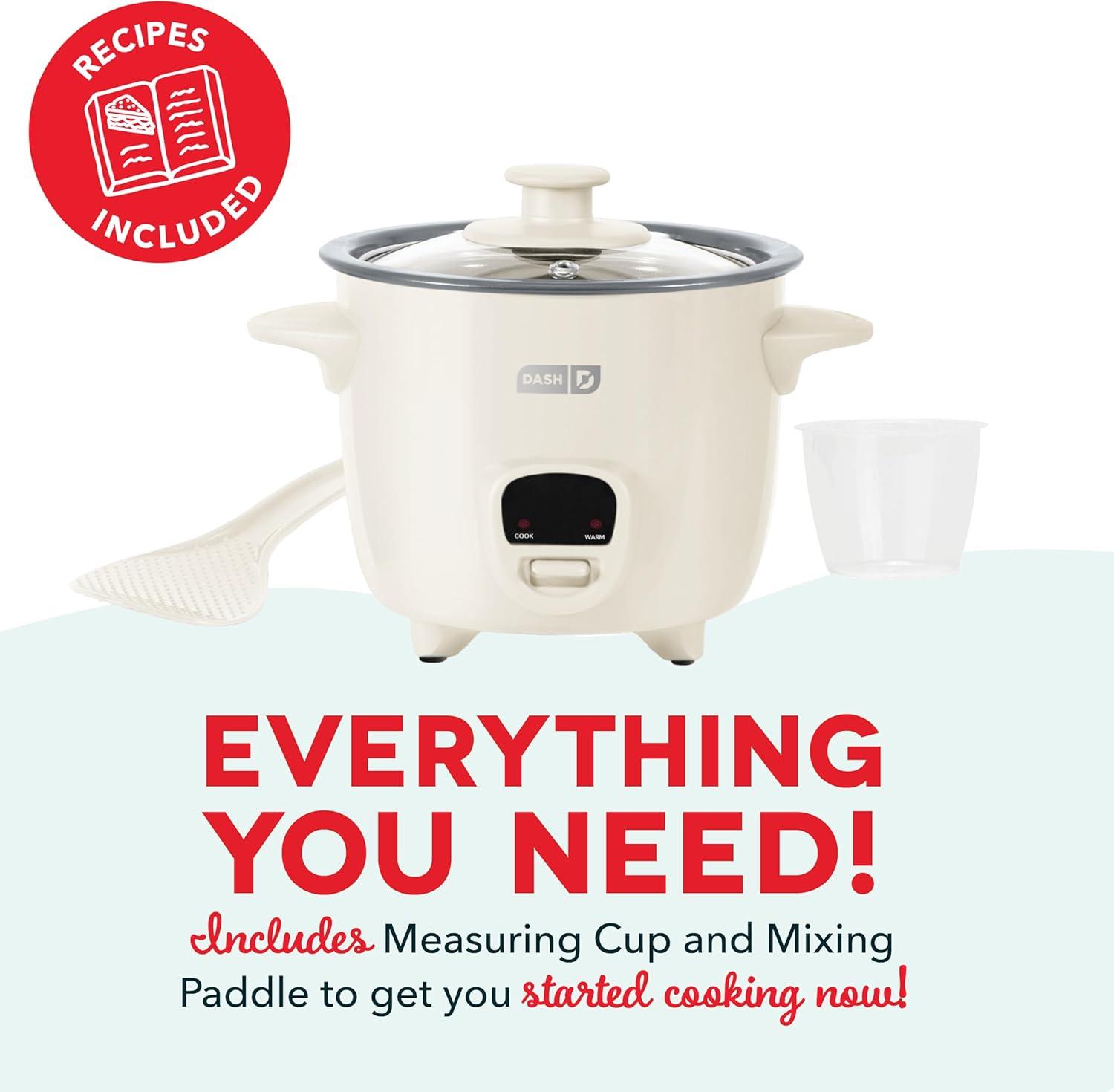 imageDASH Mini Rice Cooker Steamer with Removable Nonstick Pot Keep Warm Function ampamp Recipe Guide 5 Quart for Soups Stews Grains ampamp Oatmeal Cream