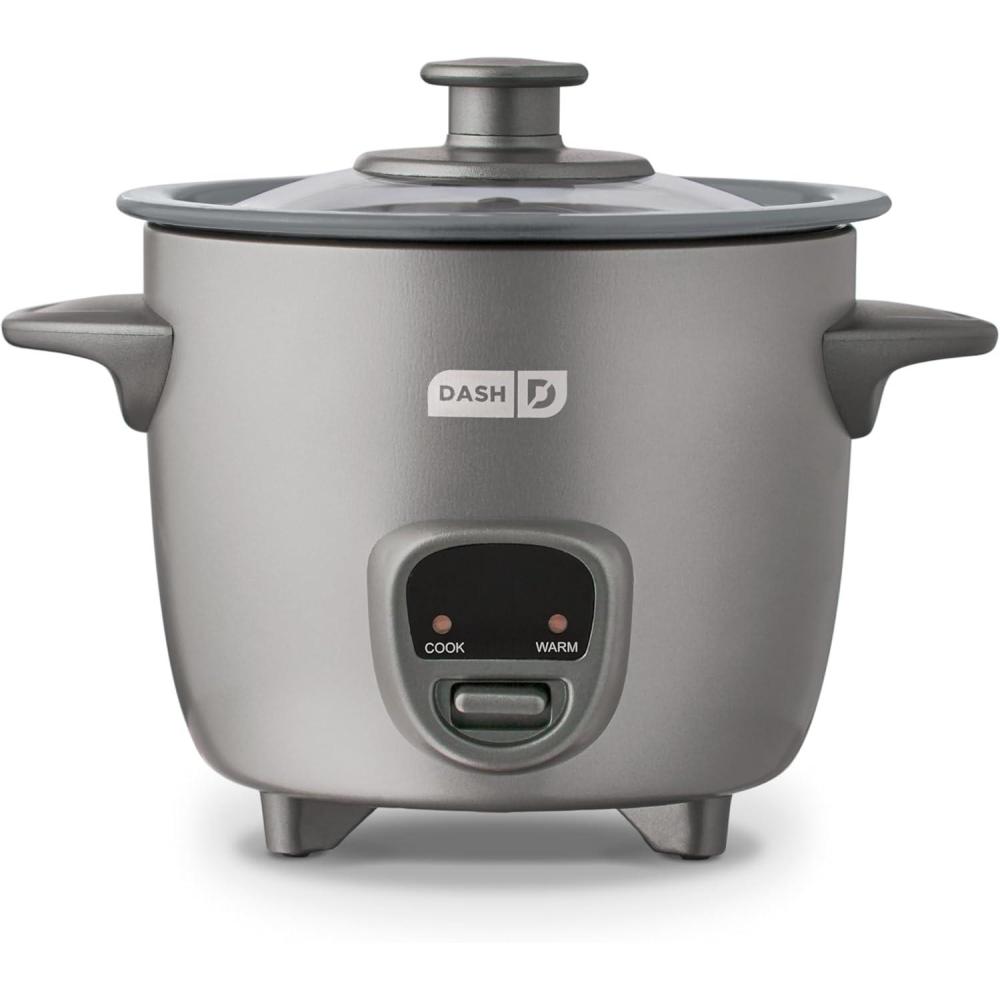 imageDASH Mini Rice Cooker Steamer with Removable Nonstick Pot Keep Warm Function ampamp Recipe Guide 5 Quart for Soups Stews Grains ampamp Oatmeal Graphite