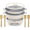Dash SmartStore® 8 Piece Nesting Nonstick Cookware Set with Electric Burner – Compact Stacking Pots and Pans with Lids, Ideal for Small Kitchens & Dorms