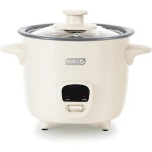 DASH Mini Rice Cooker Steamer with Removable Nonstick Pot, Keep Warm Function & Recipe Guide, .5 Quart, for Soups, Stews, Grains & Oatmeal – Cream