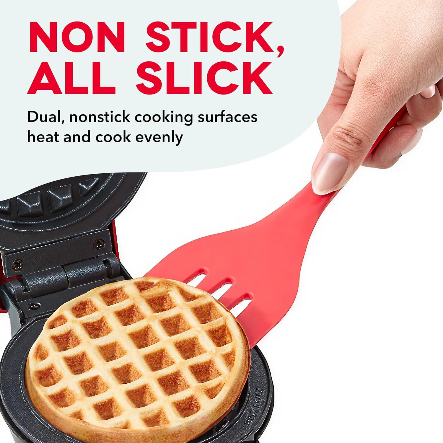 imageDASH Holiday MultiMaker Mini System Waffle Maker with Six 4 Removable Holiday Plates Waffle Iron ampamp Griddle 4in1 Mini Waffle Maker for Kids and Families Nonstick Surface Santa Waffle RedRed Maker 5 Plates