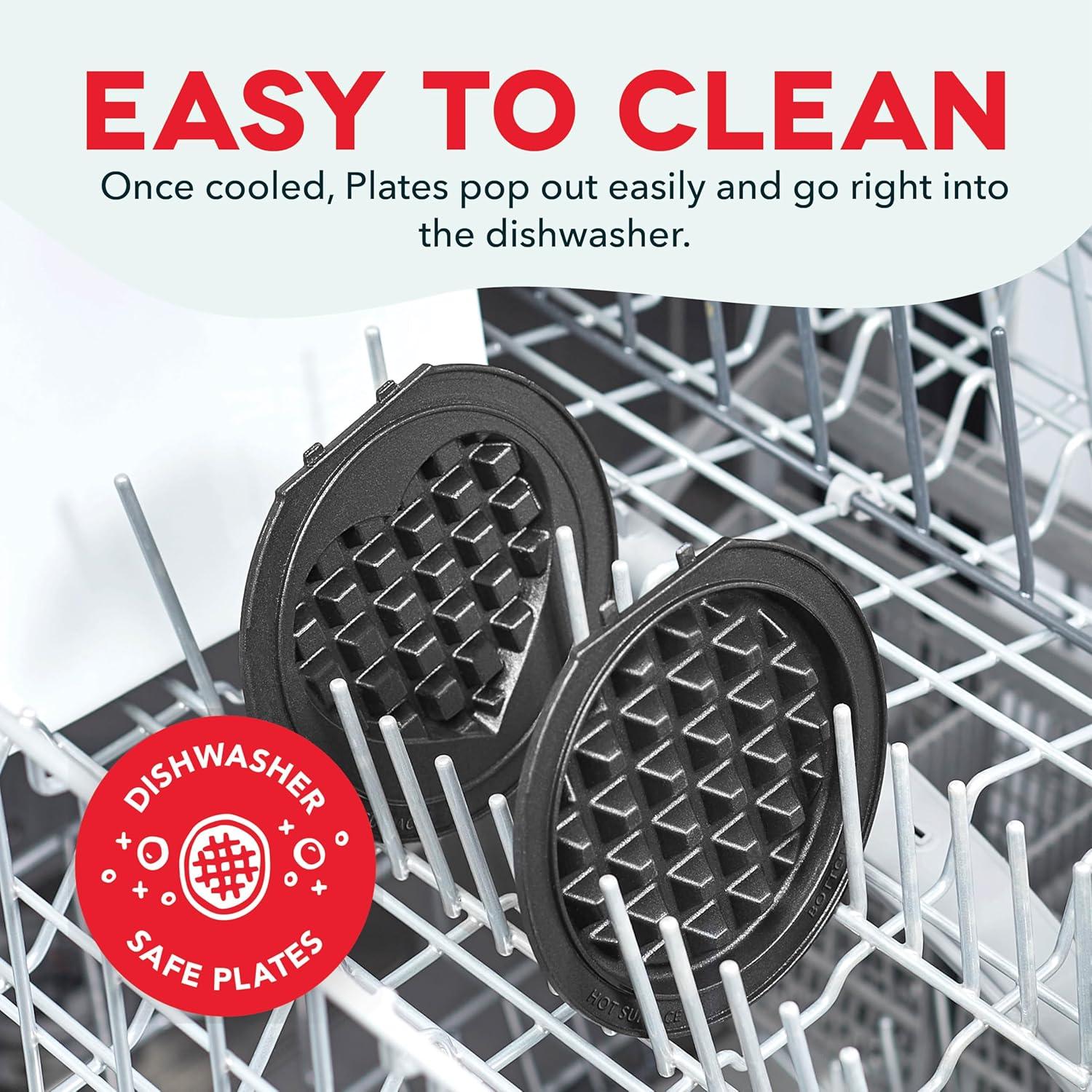 imageDASH Holiday MultiMaker Mini System Waffle Maker with Six 4 Removable Holiday Plates Waffle Iron ampamp Griddle 4in1 Mini Waffle Maker for Kids and Families Nonstick Surface Santa Waffle RedAqua Maker 6 Plates Storage Case