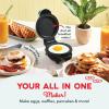 DASH Holiday MultiMaker® Mini System – Waffle Maker with Six 4” Removable Holiday Plates: Waffle Iron & Griddle, 4-in-1 Mini Waffle Maker for Kids and Families – Nonstick Surface, Santa Waffle (Red)(Aqua Maker + 6 Plates)