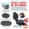 DASH Holiday MultiMaker® Mini System – Waffle Maker with Six 4” Removable Holiday Plates: Waffle Iron & Griddle, 4-in-1 Mini Waffle Maker for Kids and Families – Nonstick Surface, Santa Waffle (Red)(Aqua Maker + 5 Plates + Storage Case)