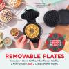 DASH Holiday MultiMaker® Mini System – Waffle Maker with Six 4” Removable Holiday Plates: Waffle Iron & Griddle, 4-in-1 Mini Waffle Maker for Kids and Families – Nonstick Surface, Santa Waffle (Red)(Aqua Maker + 6 Plates + Storage Case)