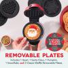 DASH Holiday MultiMaker® Mini System – Waffle Maker with Six 4” Removable Holiday Plates: Waffle Iron & Griddle, 4-in-1 Mini Waffle Maker for Kids and Families – Nonstick Surface, Santa Waffle (Red)(Holiday Maker + 6 Plates)