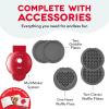 DASH Holiday MultiMaker® Mini System – Waffle Maker with Six 4” Removable Holiday Plates: Waffle Iron & Griddle, 4-in-1 Mini Waffle Maker for Kids and Families – Nonstick Surface, Santa Waffle (Red)(Red Maker + 5 Plates)