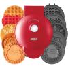 DASH Holiday MultiMaker® Mini System – Waffle Maker with Six 4” Removable Holiday Plates: Waffle Iron & Griddle, 4-in-1 Mini Waffle Maker for Kids and Families – Nonstick Surface, Santa Waffle (Red)(Holiday Maker + 6 Plates)