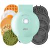 DASH Holiday MultiMaker® Mini System – Waffle Maker with Six 4” Removable Holiday Plates: Waffle Iron & Griddle, 4-in-1 Mini Waffle Maker for Kids and Families – Nonstick Surface, Santa Waffle (Red)(Aqua Maker + 6 Plates)