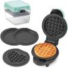 DASH Holiday MultiMaker® Mini System – Waffle Maker with Six 4” Removable Holiday Plates: Waffle Iron & Griddle, 4-in-1 Mini Waffle Maker for Kids and Families – Nonstick Surface, Santa Waffle (Red)(Aqua Maker + 5 Plates + Storage Case)