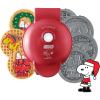 DASH Holiday MultiMaker® Mini System – Waffle Maker with Six 4” Removable Holiday Plates: Waffle Iron & Griddle, 4-in-1 Mini Waffle Maker for Kids and Families – Nonstick Surface, Santa Waffle (Red)(Peanuts® Holiday Maker + 4 Plates)
