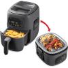 Dash Flip & Fry™ Digital 2-in-1 Grill + Air Fryer with 5 functions, 3 Qt Capacity, Air fryer & Indoor Grill for fries, wings, burgers and more – Forged Iron(Forged Iron)