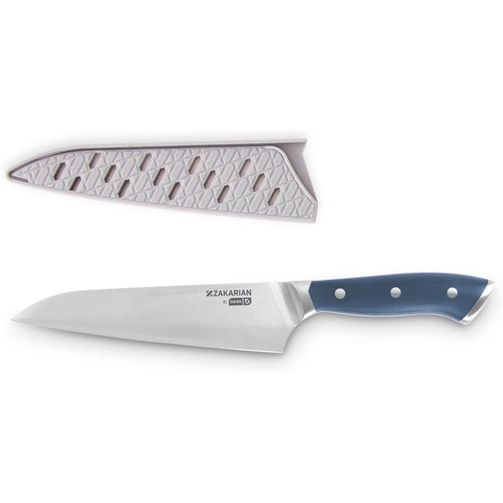image:imageDASH Zakarian 7 Chef Knife High Carbon German Stainless Steel Kitchen Knife with Sheath BlackBlue