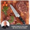 DASH Zakarian 7″ Chef Knife, High Carbon German Stainless Steel Kitchen Knife with Sheath, Black(Black)