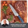 DASH Zakarian 7″ Chef Knife, High Carbon German Stainless Steel Kitchen Knife with Sheath, Black(Blue)