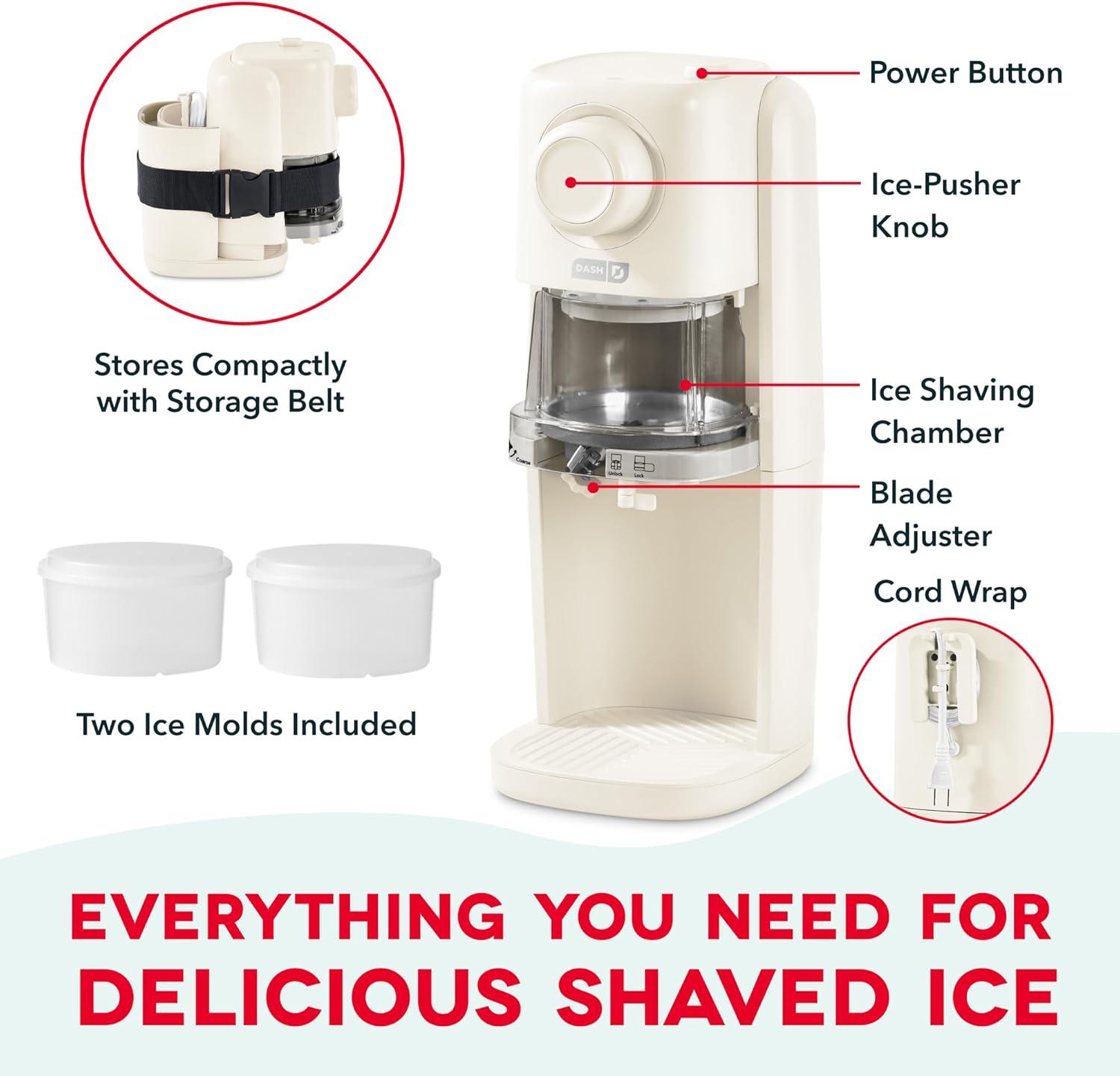 image:imageDash Pro Shaved Ice Machine Snow Cone Maker with Adjustable Blade for Fluffy Frozen Treats at Home Countertop Ice Shaver 2 Freezer Containers amp Recipe Guide
