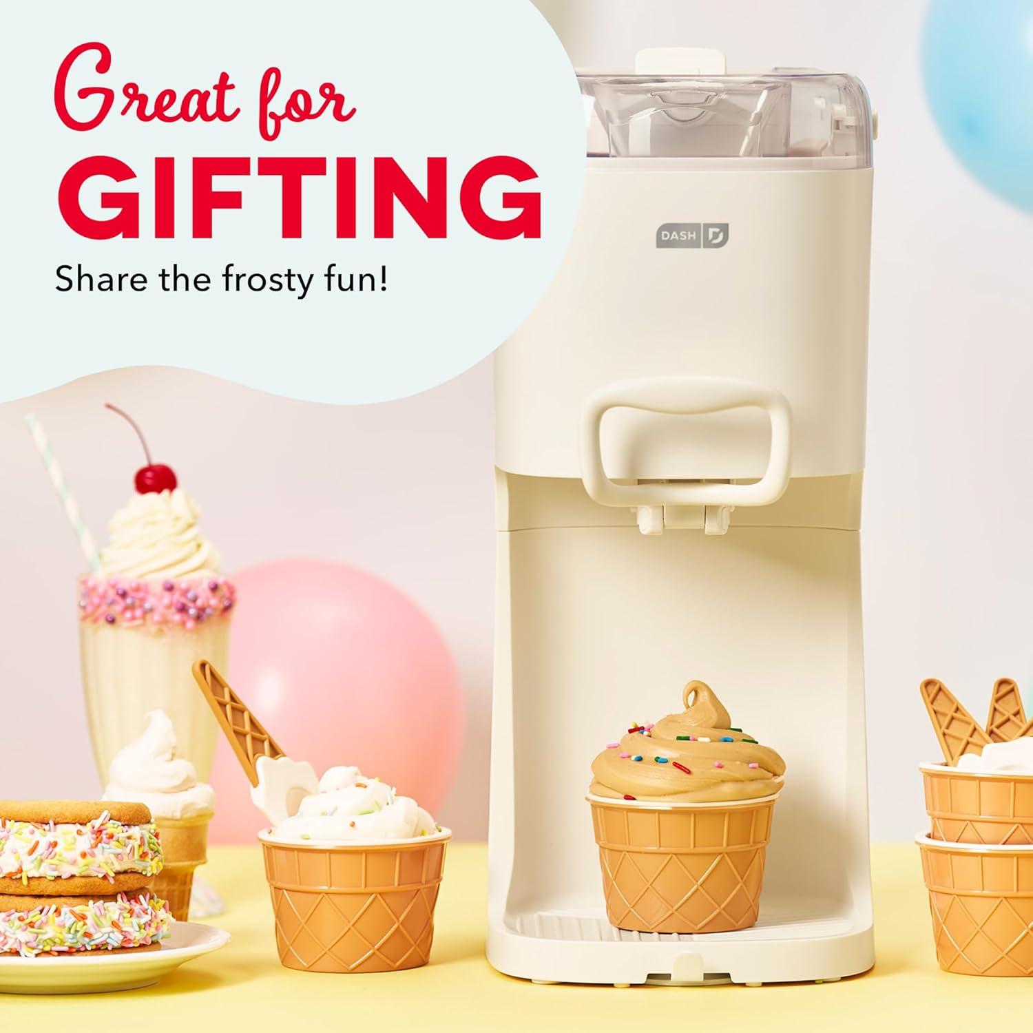 image:imageDash Soft Serve Ice Cream Machine Frozen Dessert Machine for Soft Serve Froyo Sorbet and Fruit Whips Compact Design Features Double Insulated Freezer Bowl 1Pint Capacity