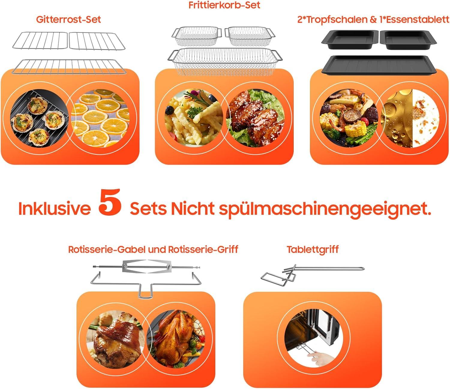 imageAir Fryer Dual Zone 23L XXL Friteuse Air avec sparateur amovible Friteuse sans huile avec portes French Door 15 programmes Grande fentre 5 ensembles daccessoires Livre de recette