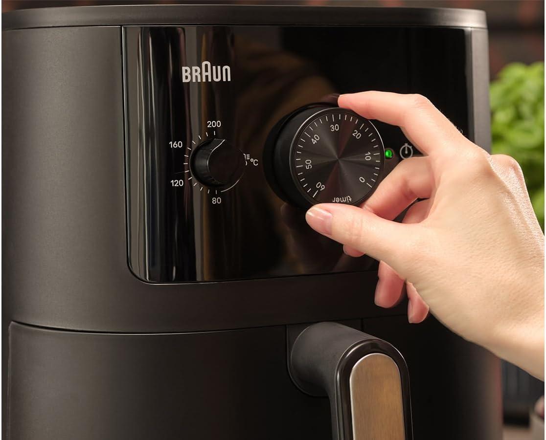 imageBraun MultiFry 3 HF3000 Friteuse Air Airfryer avec 43L Capacit 80200 Contrle de Temprature manuelle RealAir Technologie 60 Minuteur 1500W Noir Mat