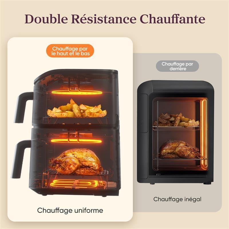 imageCOSORI Air Fryer 108L Turbo Tower ProFriteuse sans huile avec 100 en Cramique Double Stack Dual BlazeampampTurbo Blaze3 Niveaux Cuisson7 Fonctions de Cuisson68 dconomie dnergie300 RecettesCramique 108L avec Wifi