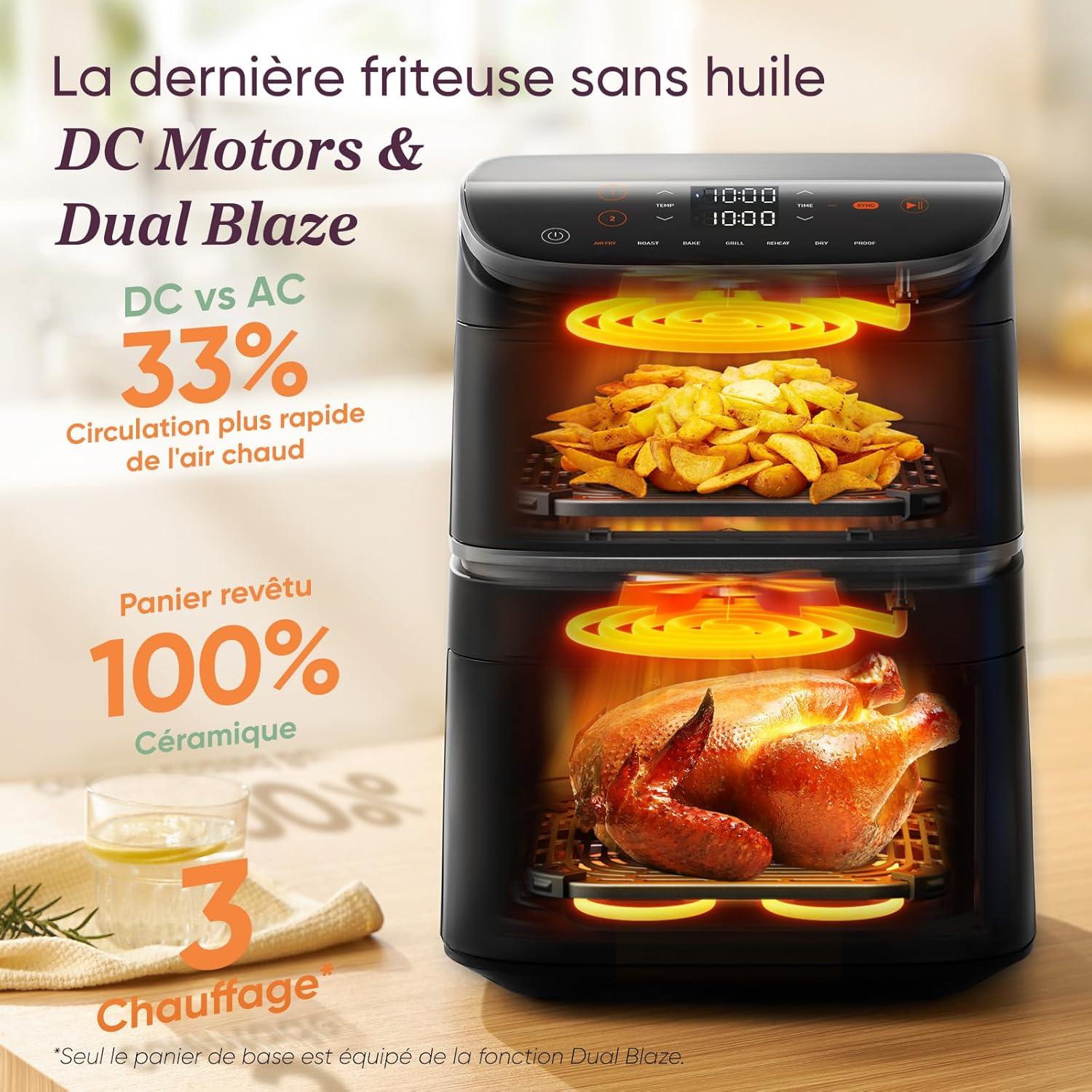 imageCOSORI Air Fryer 108L Turbo Tower ProFriteuse sans huile avec 100 en Cramique Double Stack Dual BlazeampampTurbo Blaze3 Niveaux Cuisson7 Fonctions de Cuisson68 dconomie dnergie300 RecettesCramique 108L avec Wifi