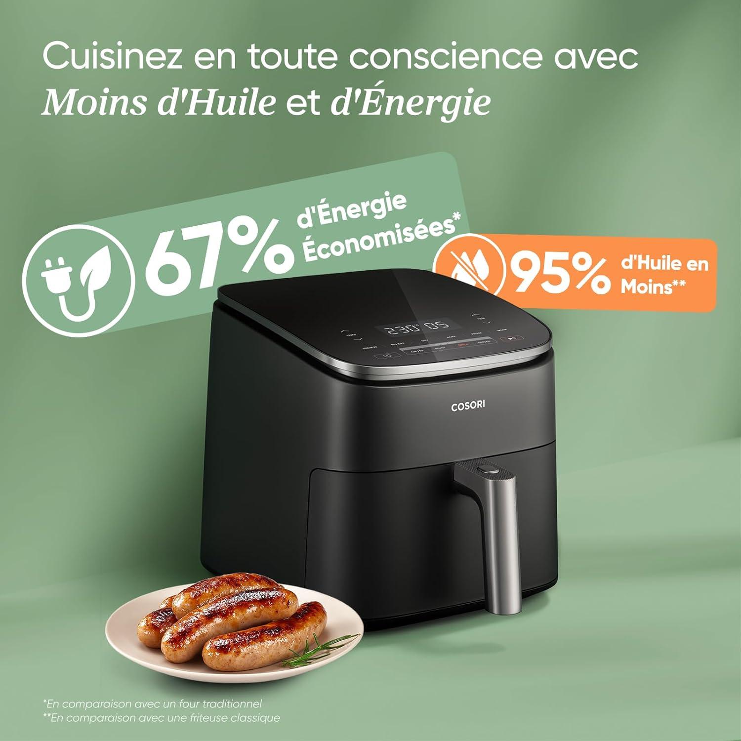 imageCOSORI Air Fryer 108L Turbo Tower ProFriteuse sans huile avec 100 en Cramique Double Stack Dual BlazeampampTurbo Blaze3 Niveaux Cuisson7 Fonctions de Cuisson68 dconomie dnergie300 RecettesCramique 6L