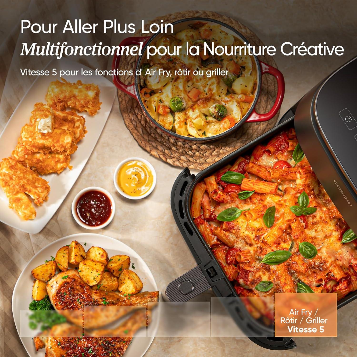 imageCOSORI Air Fryer 108L Turbo Tower ProFriteuse sans huile avec 100 en Cramique Double Stack Dual BlazeampampTurbo Blaze3 Niveaux Cuisson7 Fonctions de Cuisson68 dconomie dnergie300 RecettesCramique 6L