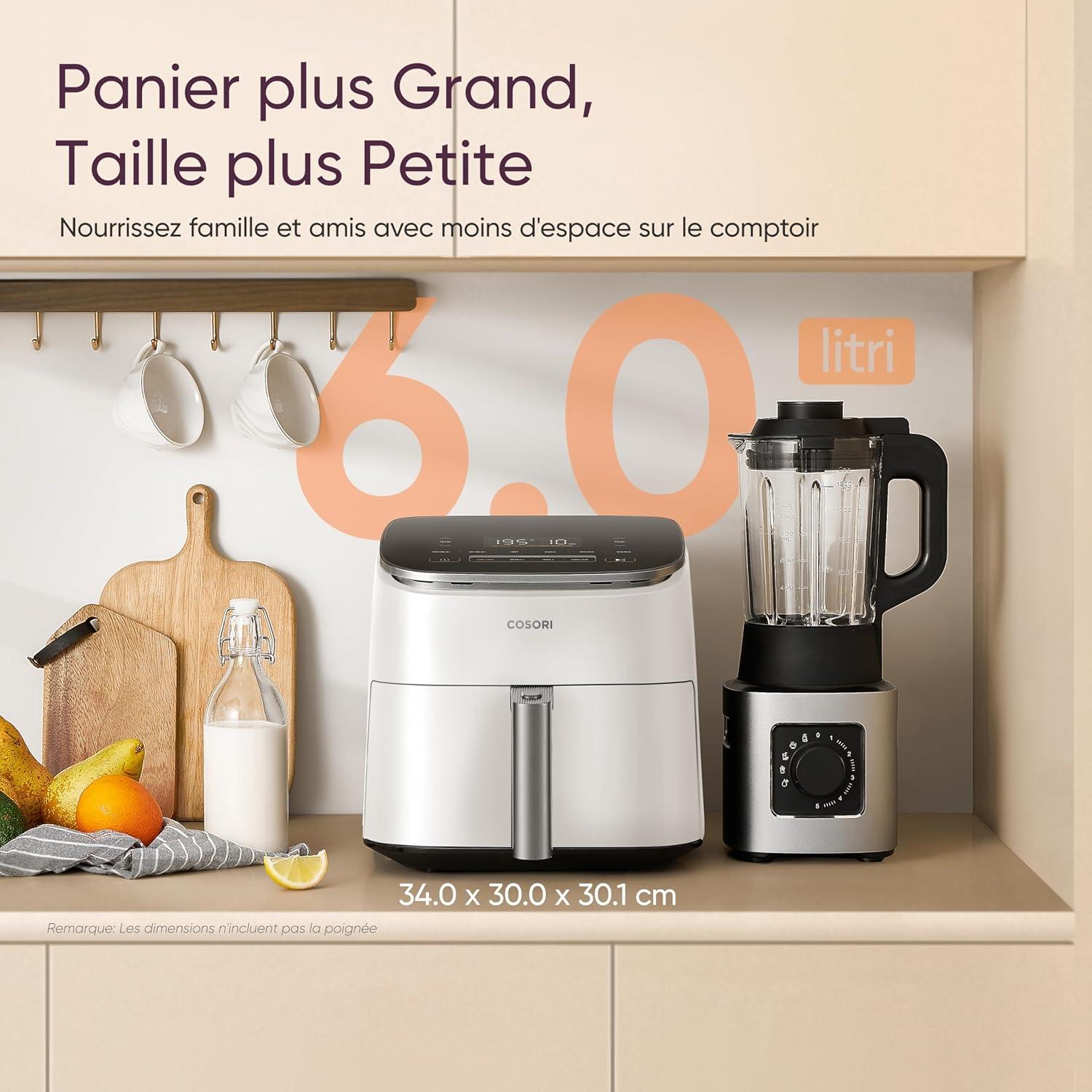 imageCOSORI Air Fryer 108L Turbo Tower ProFriteuse sans huile avec 100 en Cramique Double Stack Dual BlazeampampTurbo Blaze3 Niveaux Cuisson7 Fonctions de Cuisson68 dconomie dnergie300 RecettesBlanc 6L