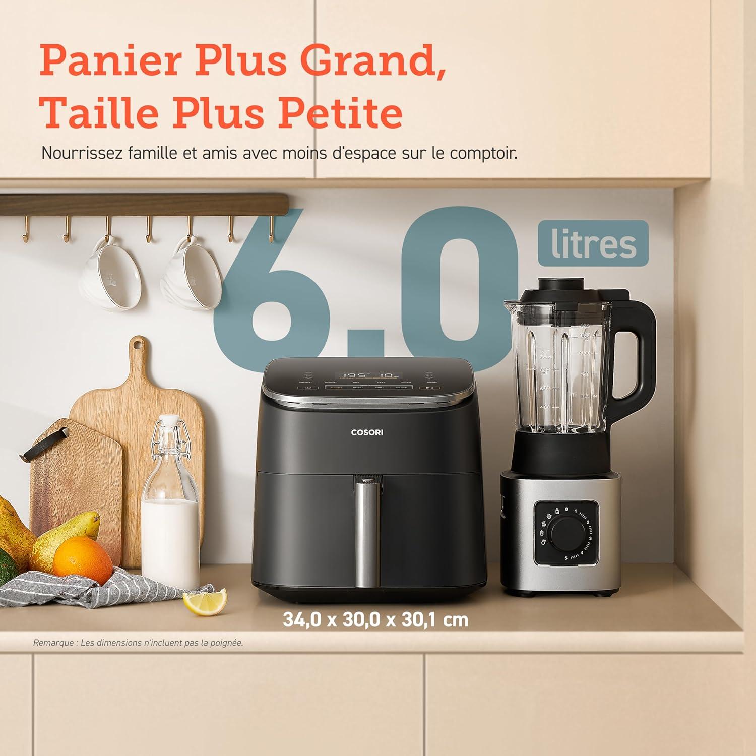 imageCOSORI Air Fryer 108L Turbo Tower ProFriteuse sans huile avec 100 en Cramique Double Stack Dual BlazeampampTurbo Blaze3 Niveaux Cuisson7 Fonctions de Cuisson68 dconomie dnergie300 Recettes6L