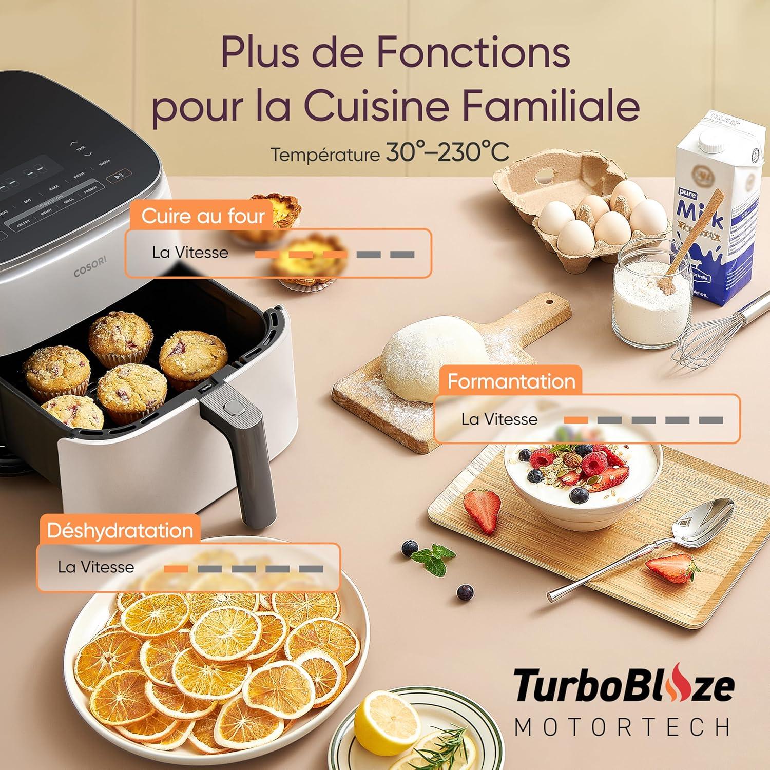 imageCOSORI Air Fryer 108L Turbo Tower ProFriteuse sans huile avec 100 en Cramique Double Stack Dual BlazeampampTurbo Blaze3 Niveaux Cuisson7 Fonctions de Cuisson68 dconomie dnergie300 RecettesBlanc 6L