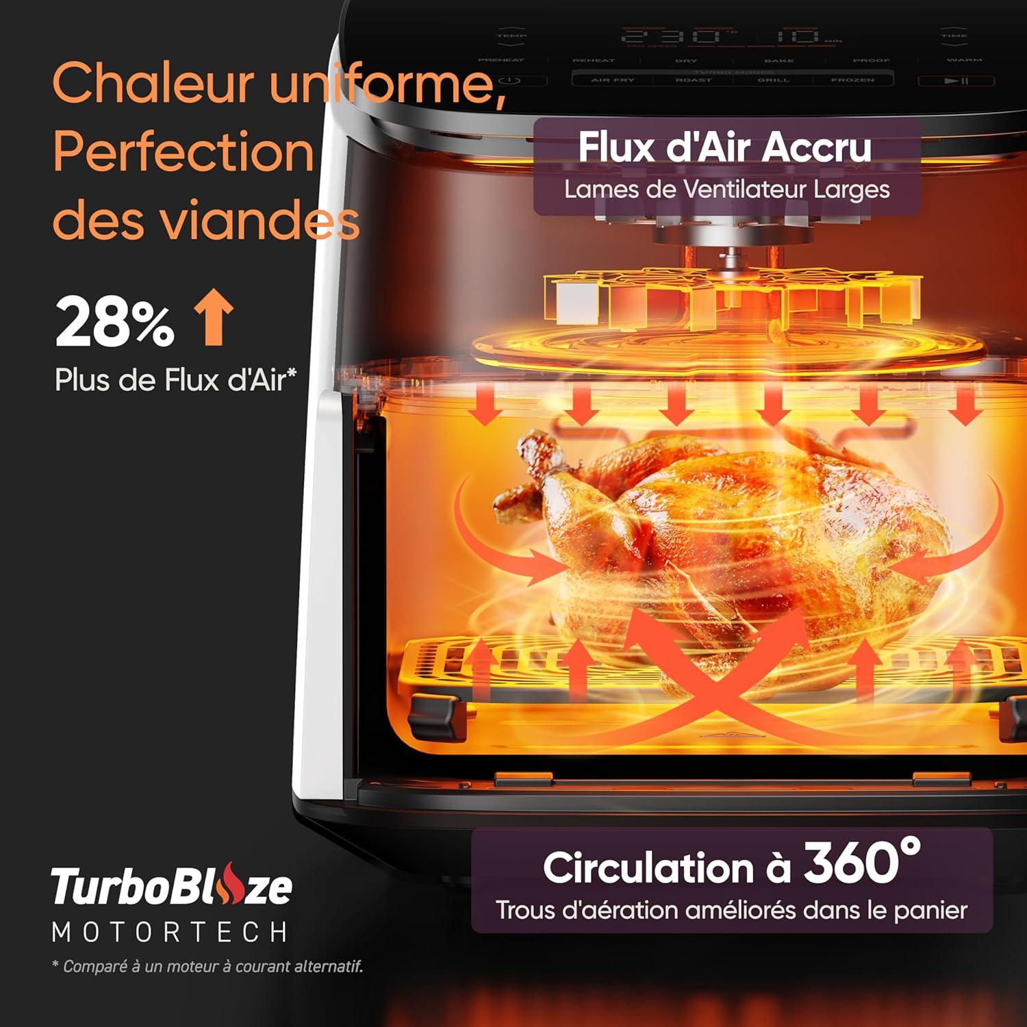 imageCOSORI Air Fryer 108L Turbo Tower ProFriteuse sans huile avec 100 en Cramique Double Stack Dual BlazeampampTurbo Blaze3 Niveaux Cuisson7 Fonctions de Cuisson68 dconomie dnergie300 RecettesBlanc 6L