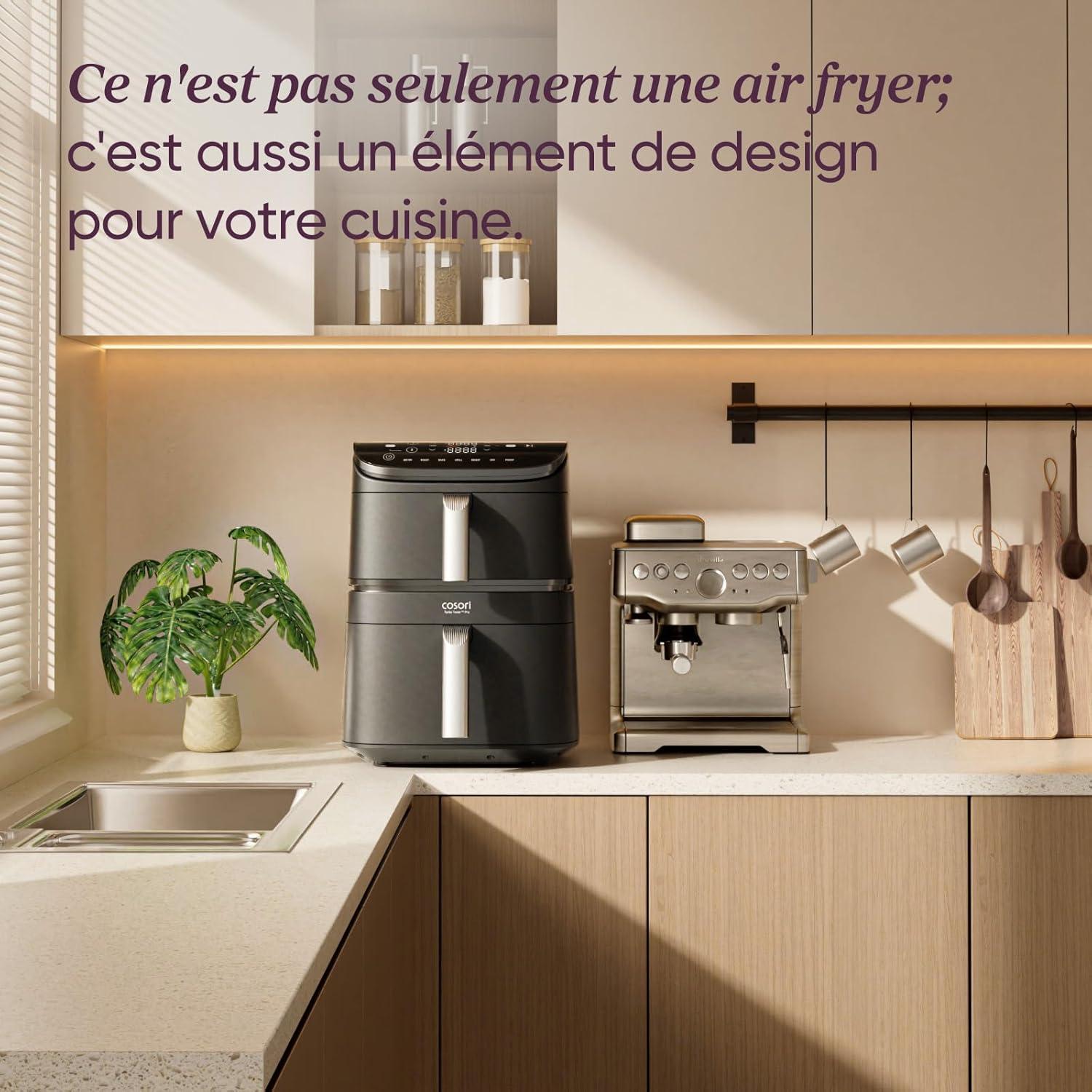 imageCOSORI Air Fryer 108L Turbo Tower ProFriteuse sans huile avec 100 en Cramique Double Stack Dual BlazeampampTurbo Blaze3 Niveaux Cuisson7 Fonctions de Cuisson68 dconomie dnergie300 RecettesCramique 108L avec Wifi