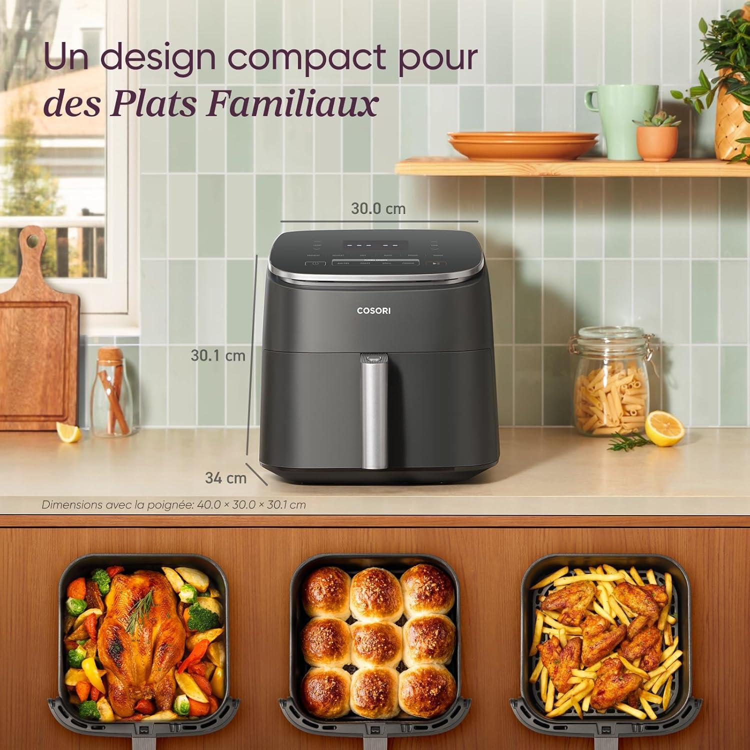 imageCOSORI Air Fryer 108L Turbo Tower ProFriteuse sans huile avec 100 en Cramique Double Stack Dual BlazeampampTurbo Blaze3 Niveaux Cuisson7 Fonctions de Cuisson68 dconomie dnergie300 RecettesCramique 6L