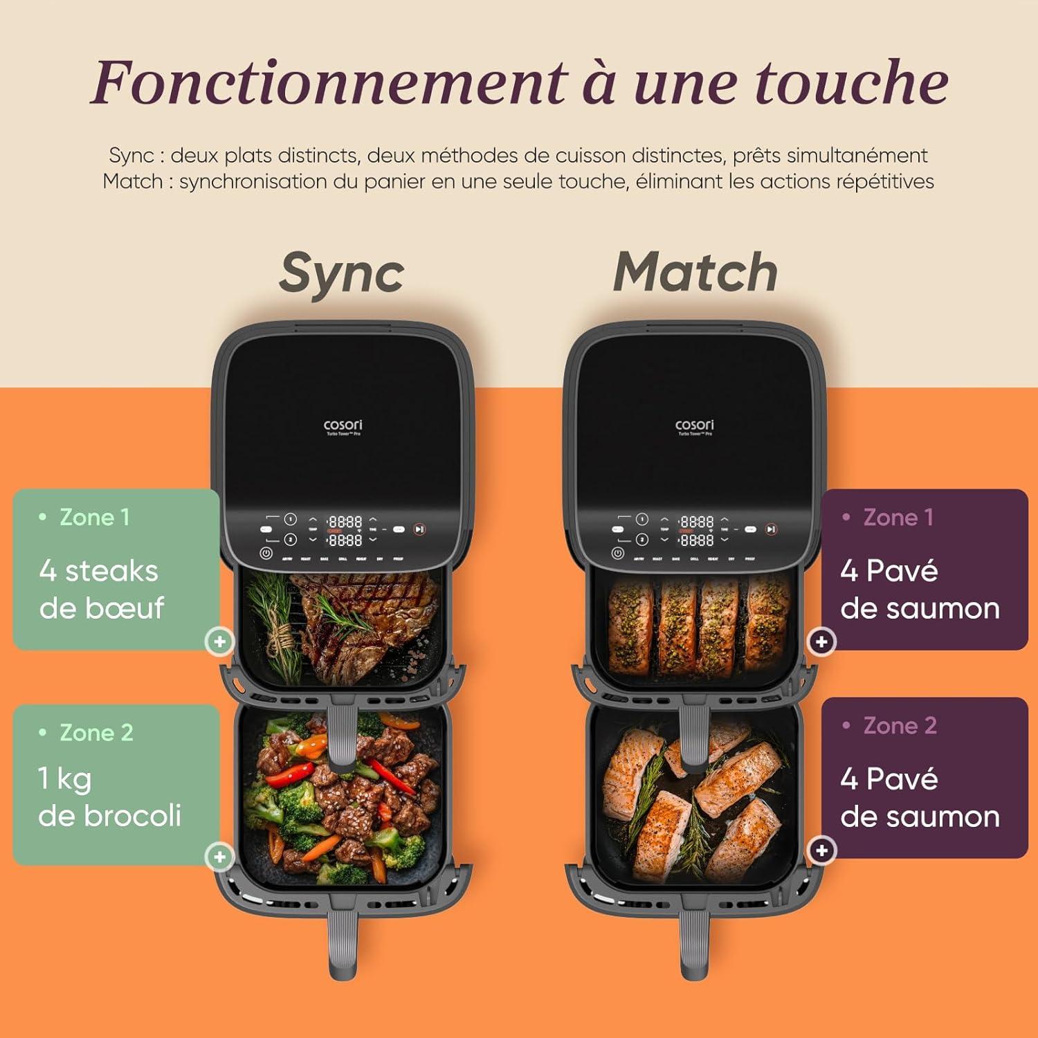 imageCOSORI Air Fryer 108L Turbo Tower ProFriteuse sans huile avec 100 en Cramique Double Stack Dual BlazeampampTurbo Blaze3 Niveaux Cuisson7 Fonctions de Cuisson68 dconomie dnergie300 RecettesCramique 108L avec Wifi