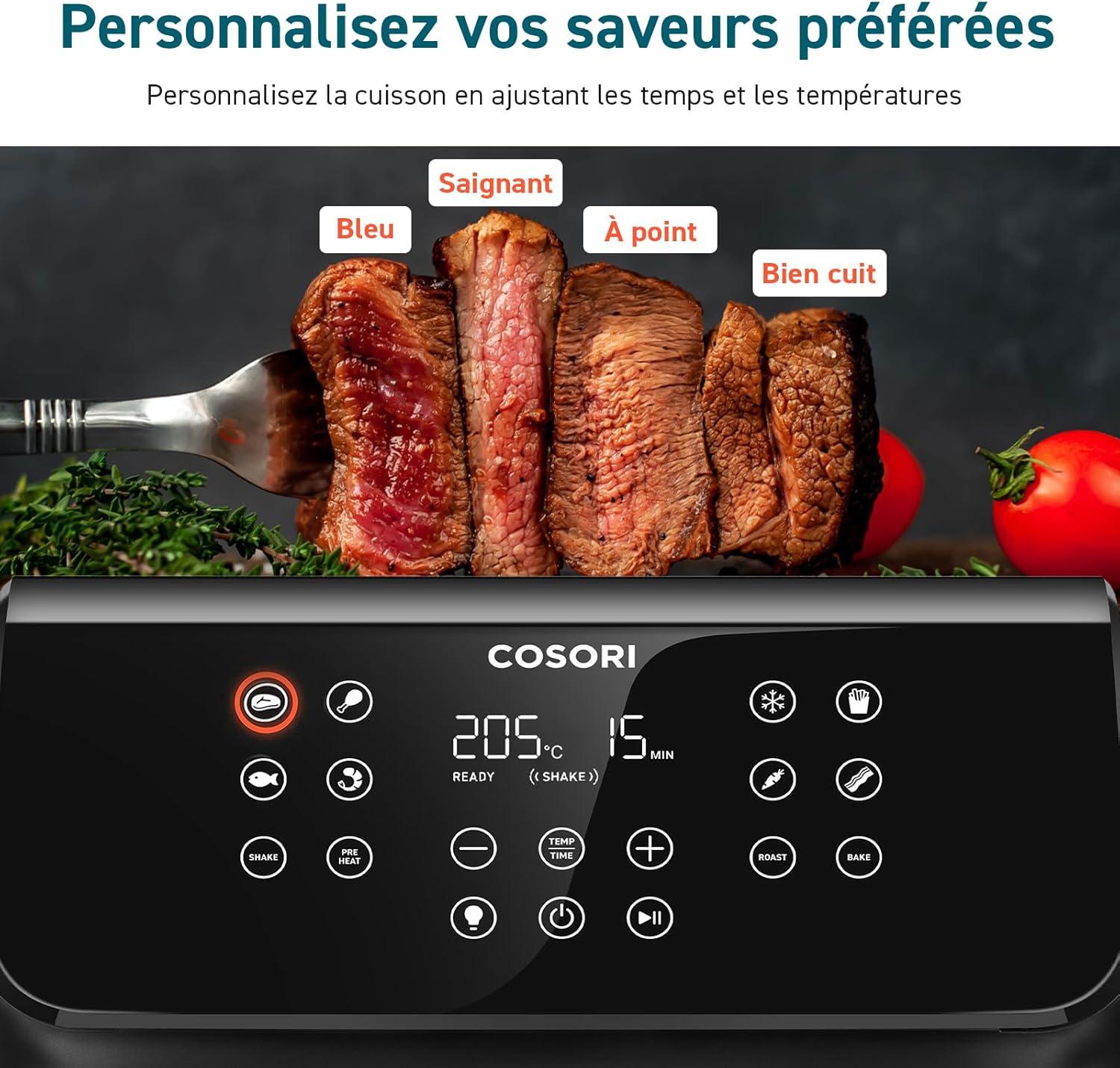 imageCOSORI Air Fryer DUAL BLAZE 64L Easy Fryer Avec Chauffage par le haut et le bas11EN1 Friteuse Sans Huile Parfect pour le Rgime Hyperprotin Gris FoncAvec fentre 62L