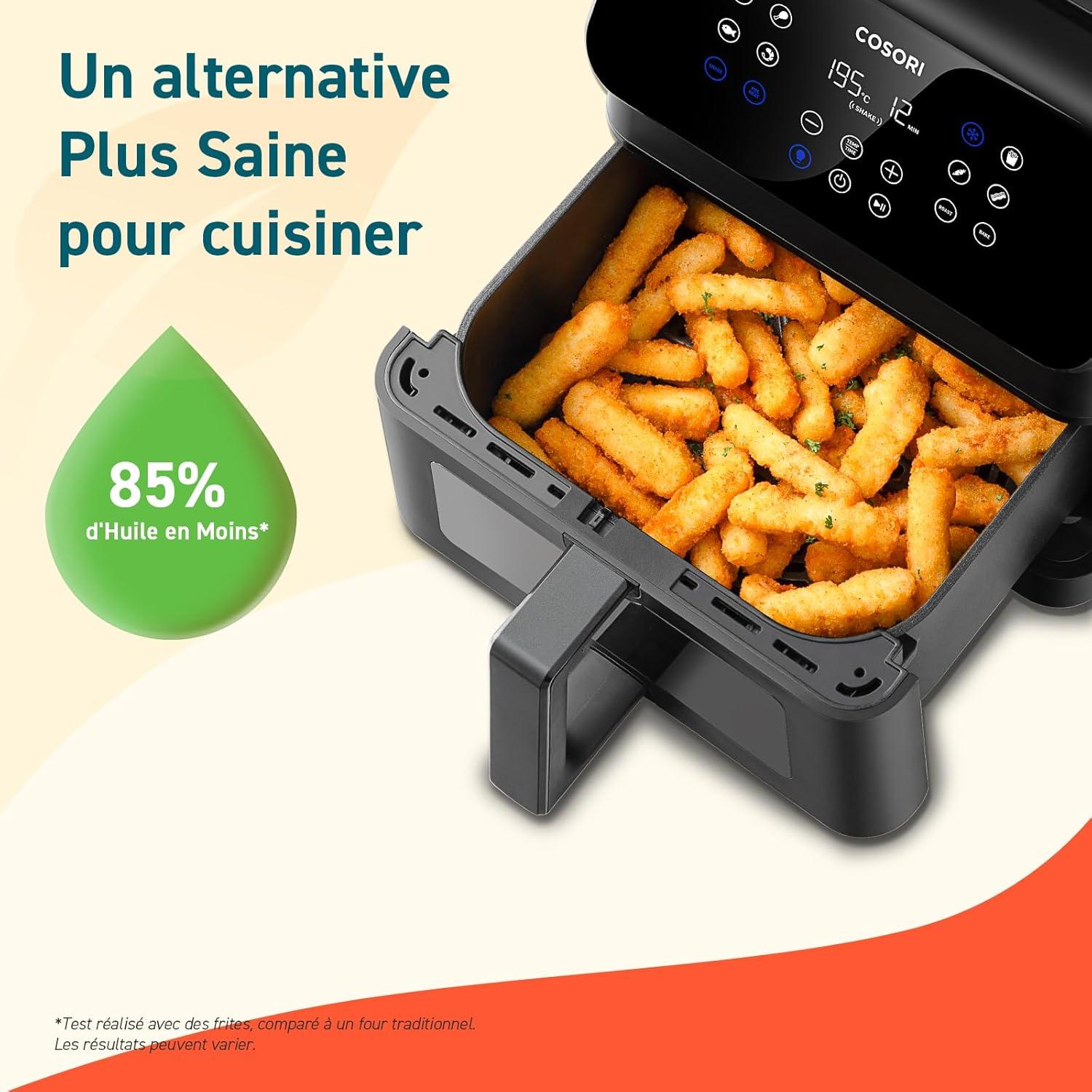 imageCOSORI Air Fryer DUAL BLAZE 64L Easy Fryer Avec Chauffage par le haut et le bas11EN1 Friteuse Sans Huile Parfect pour le Rgime Hyperprotin Gris FoncAvec fentre 62L