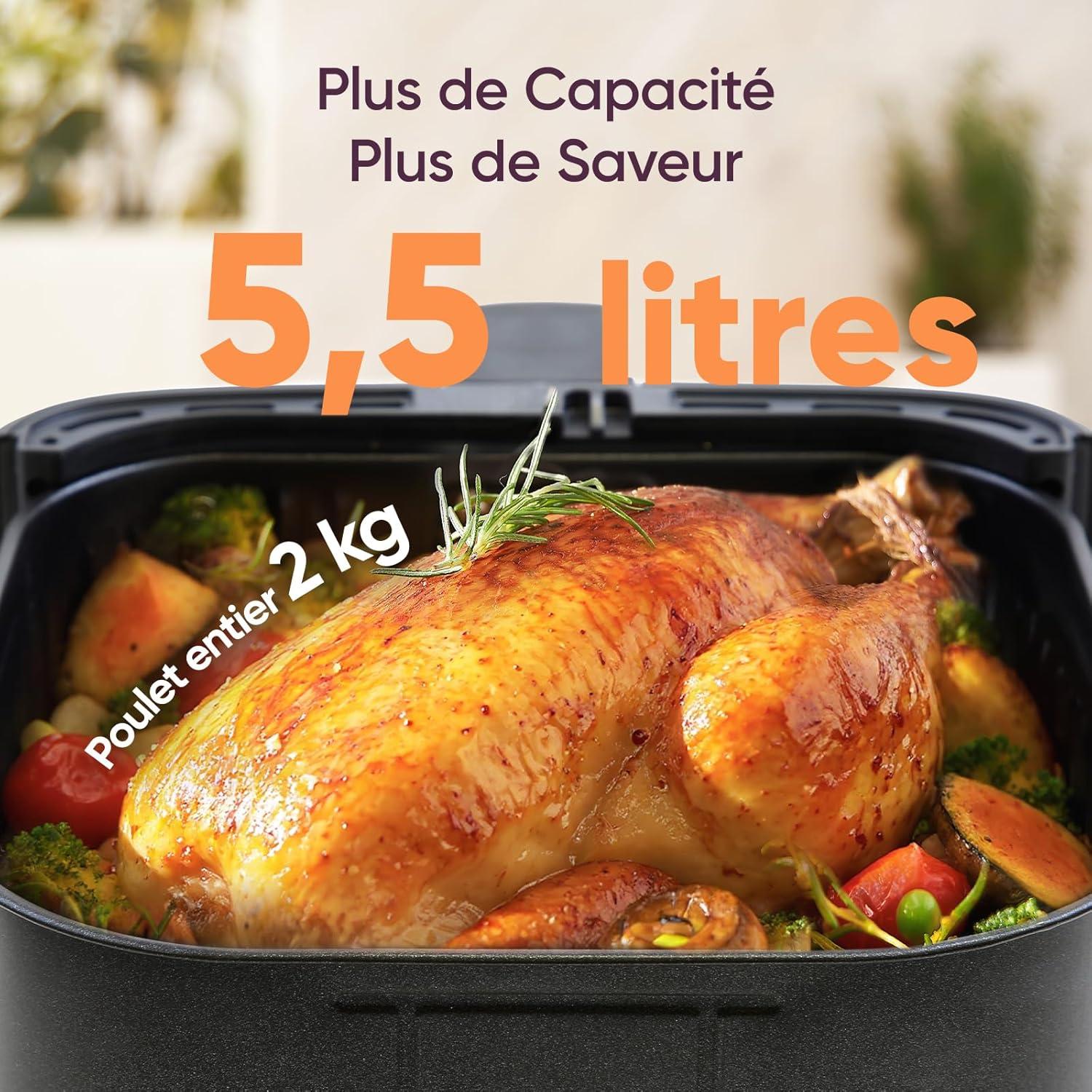 imageCOSORI Air Fryer DUAL BLAZE 64L Easy Fryer Avec Chauffage par le haut et le bas11EN1 Friteuse Sans Huile Parfect pour le Rgime Hyperprotin Gris FoncClassiqur 55L