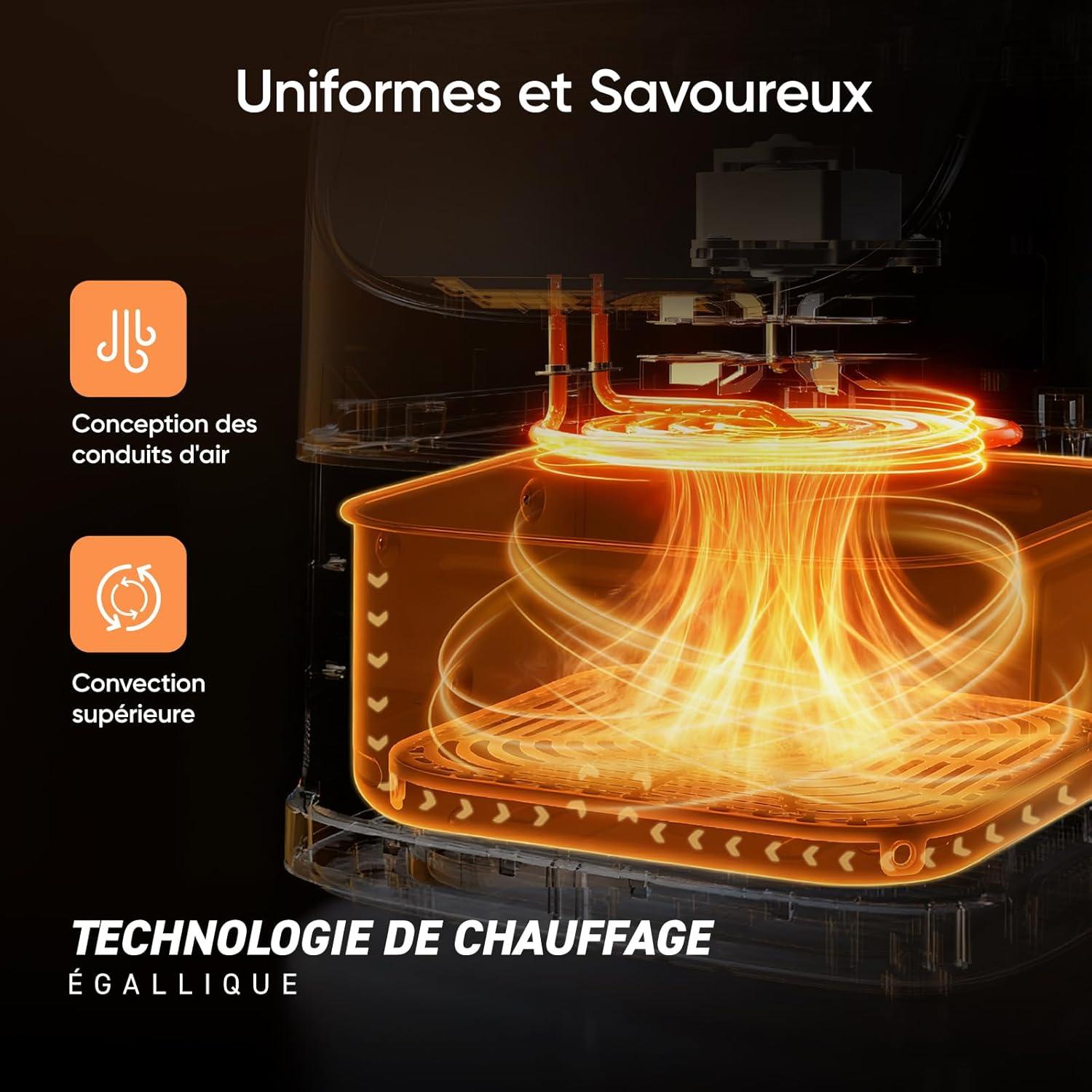 imageCOSORI Air Fryer DUAL BLAZE 64L Easy Fryer Avec Chauffage par le haut et le bas11EN1 Friteuse Sans Huile Parfect pour le Rgime Hyperprotin Gris FoncClassiqur 55L