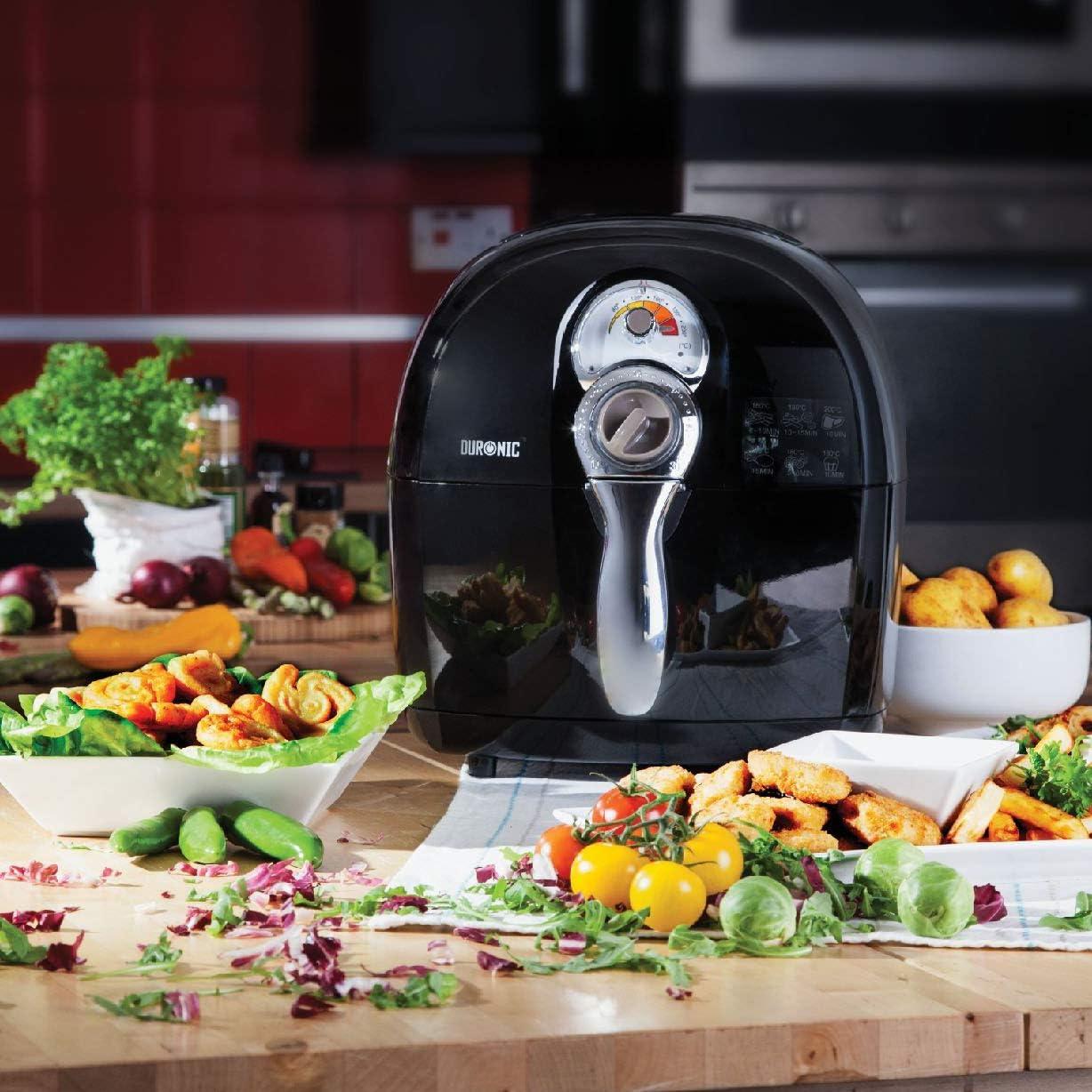 imageDuronic AF34 BK Set Friteuse Air avec 1 grand tiroir de 10L et 2 petits tiroirs de 5L inclus 10 Programmes de Cuisson Prrgls Sans huile Fonctions Sync Cook Sync FinishAf1bk