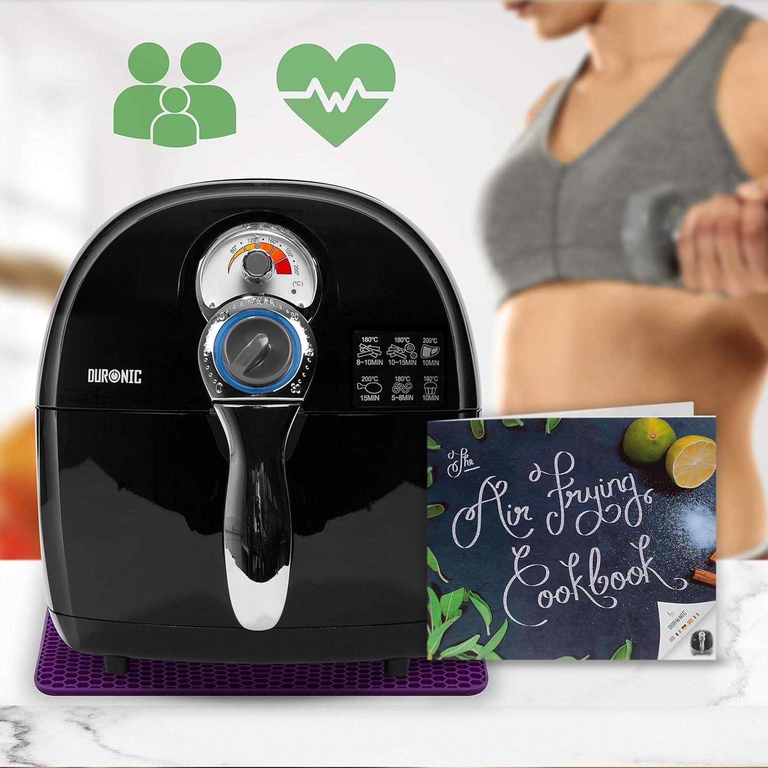 imageDuronic AF34 BK Set Friteuse Air avec 1 grand tiroir de 10L et 2 petits tiroirs de 5L inclus 10 Programmes de Cuisson Prrgls Sans huile Fonctions Sync Cook Sync FinishAf1bk