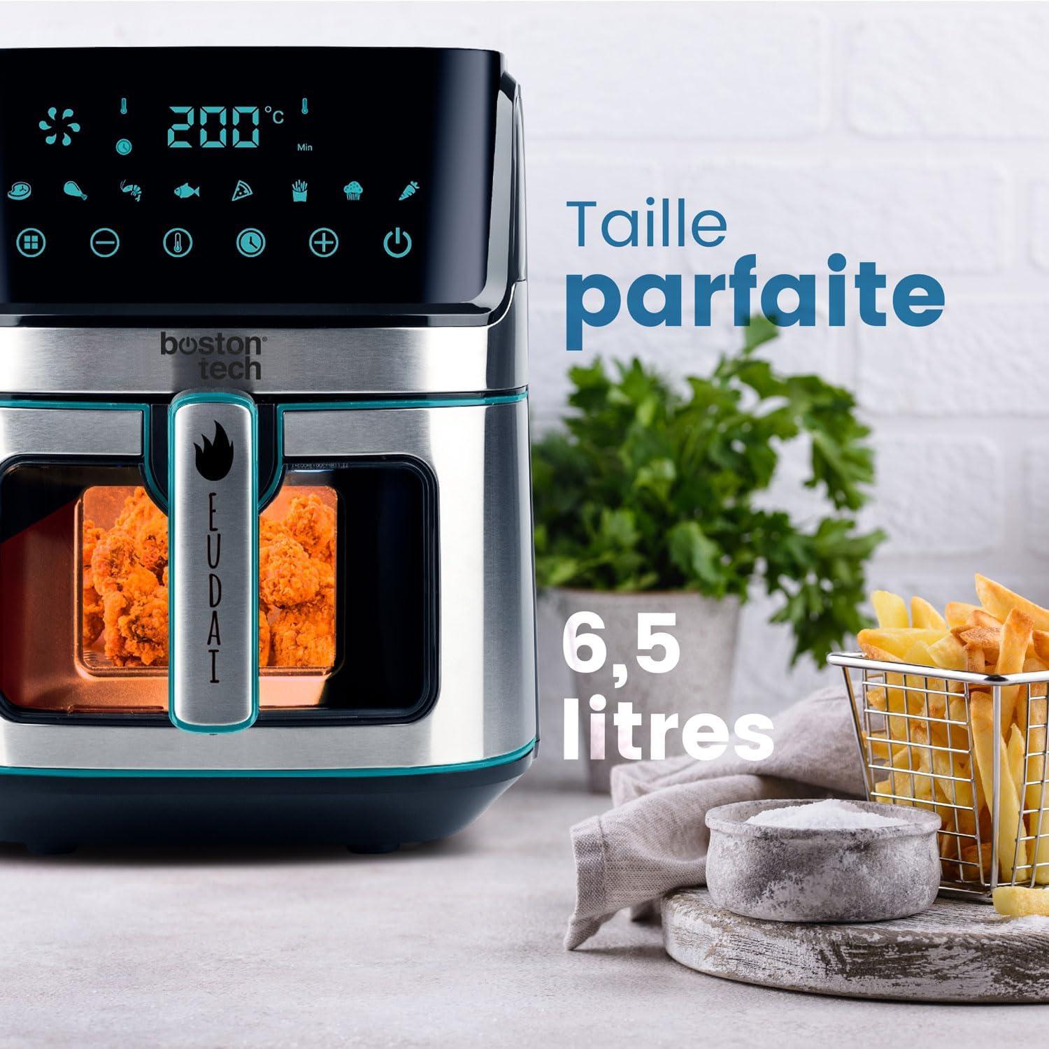 imageFriteuse air Boston Tech 1500W 5 programmes cran LED commande tactile temprature rglable panier avec revtement cramique sans PFAS 35 plus longue minuterie6 5 L