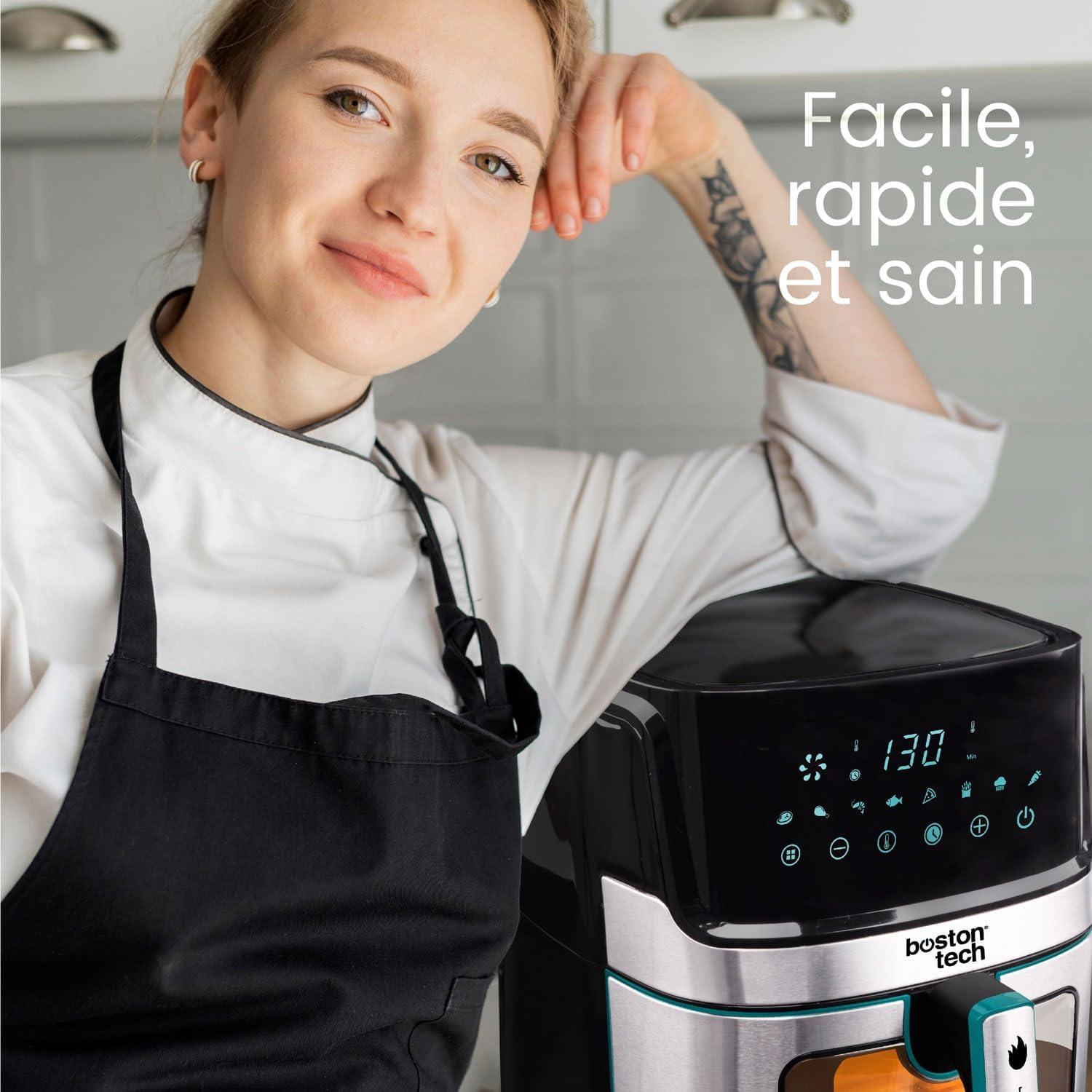 imageFriteuse air Boston Tech 1500W 5 programmes cran LED commande tactile temprature rglable panier avec revtement cramique sans PFAS 35 plus longue minuterie6 5 L
