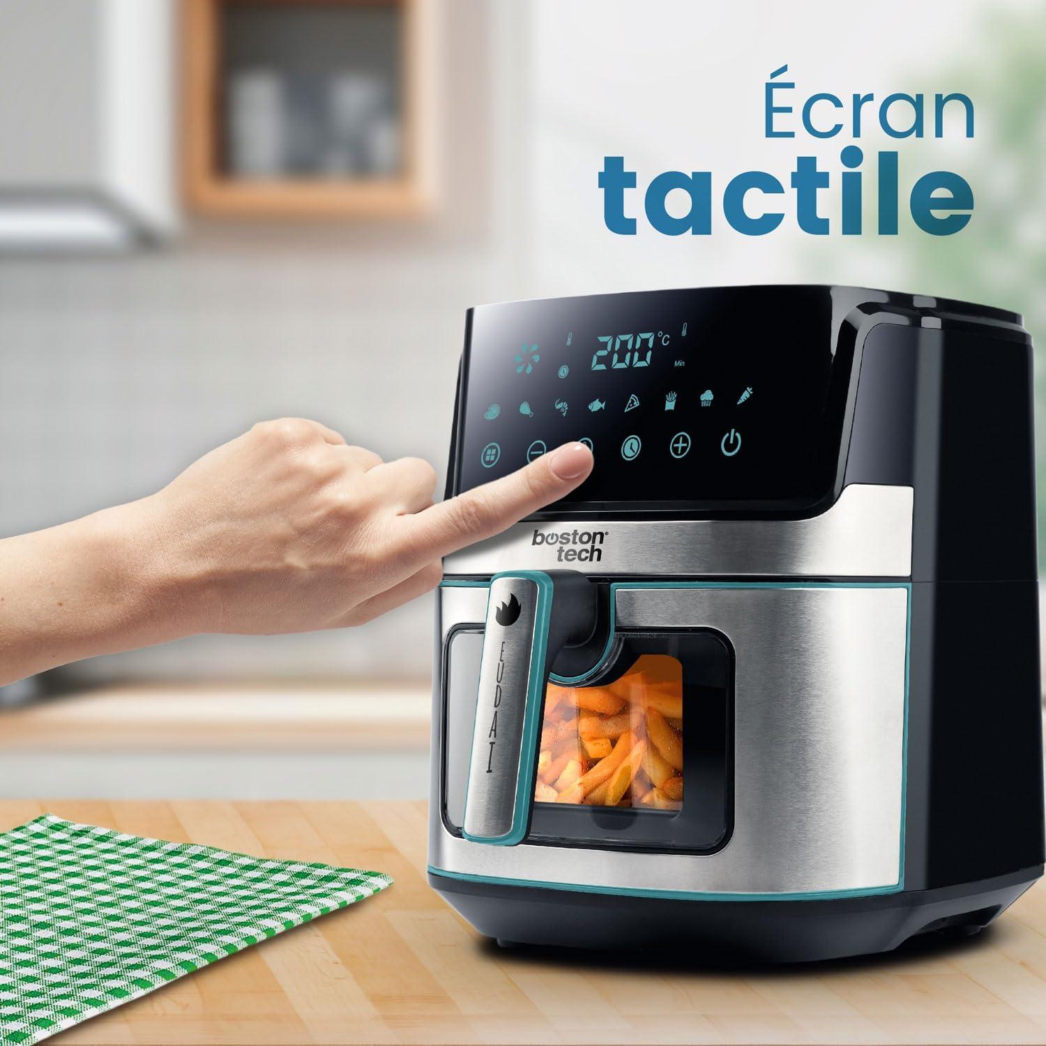 imageFriteuse air Boston Tech 1500W 5 programmes cran LED commande tactile temprature rglable panier avec revtement cramique sans PFAS 35 plus longue minuterie6 5 L