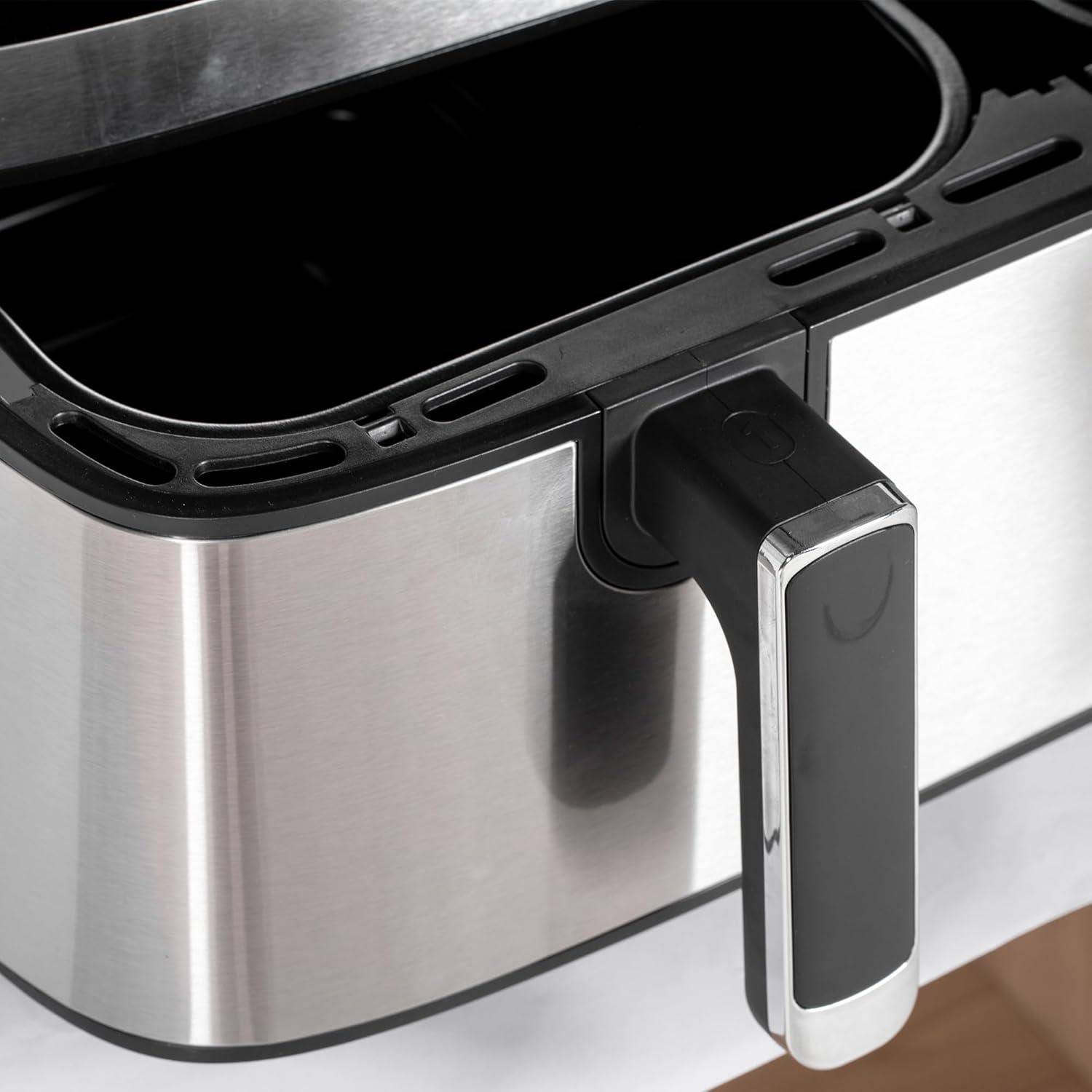 imageHOMCOM Friteuse air sans huile dual zone air fryer 85 L 2700 W 8 programmes cran LED tactile temprature rglable minuterie 2 paniers antiadhsif finition de synchronisation recette