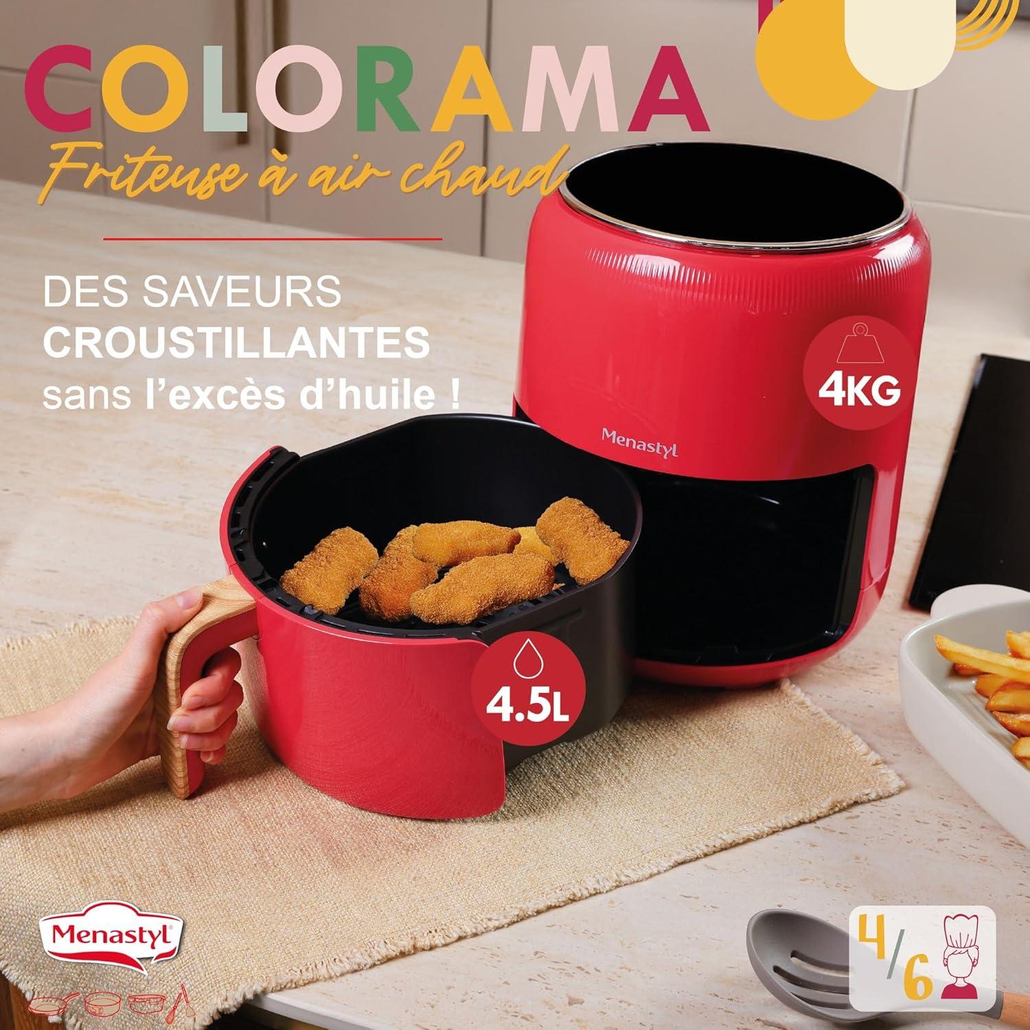 imageMENASTYL Friteuse sans huile air chaud Colorama Cladon sans PFAS 45L 8 programmes Temprature jusqu 200C Minuterie 1 heure Panier et grille compatibles lavevaisselle 6025001Magenta
